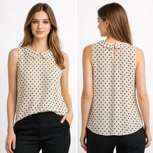 Polka Dot Sleeveless Blouse - Cream and Black